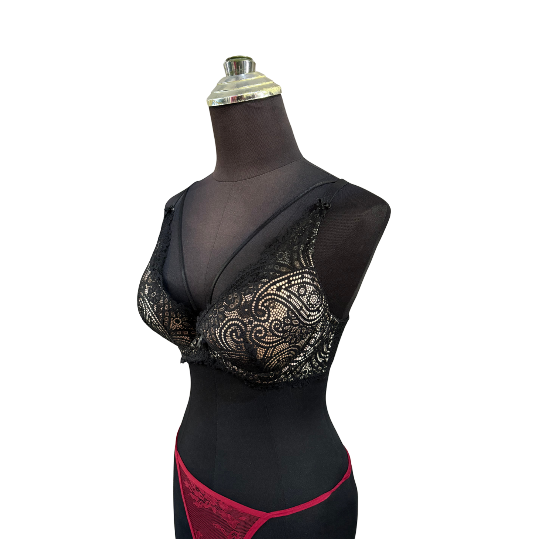 Fancy Black-Beige Bra