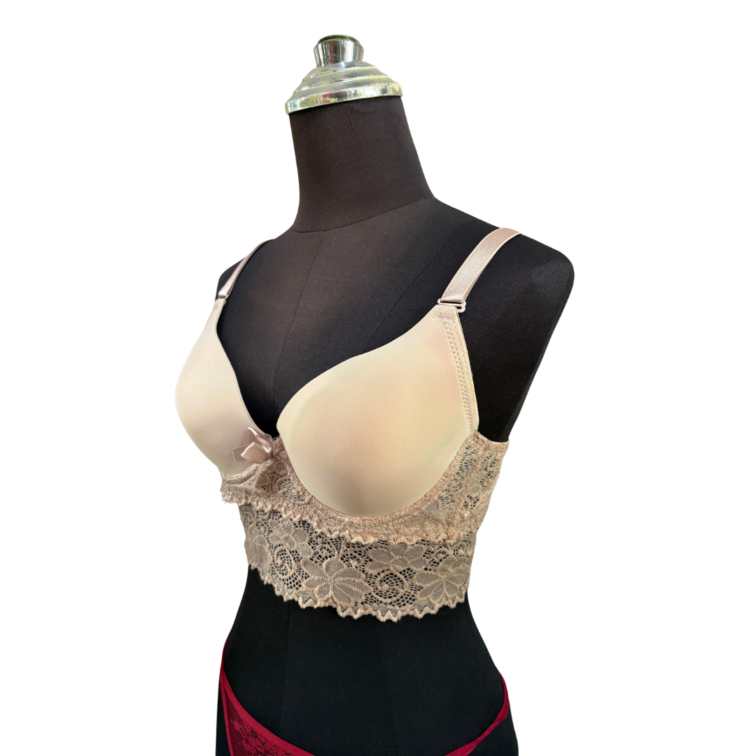 Bra with Lace Cami - Beige