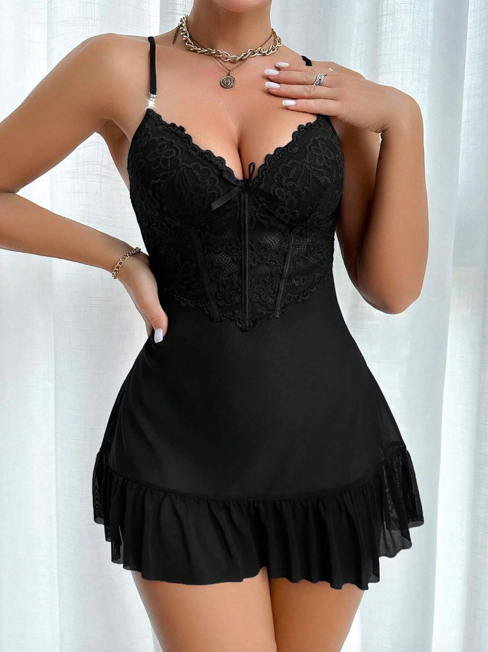 Frilly Lingerie & Robe Set