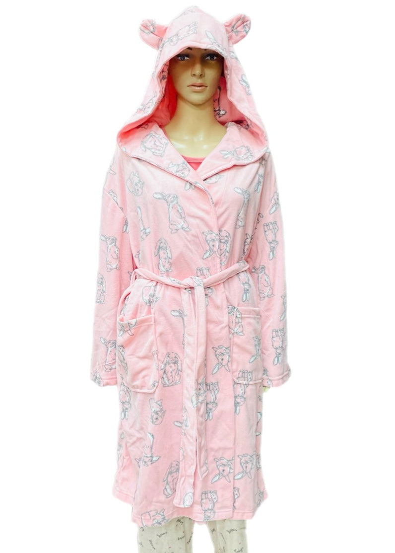 Bunny Print Hooded Robe