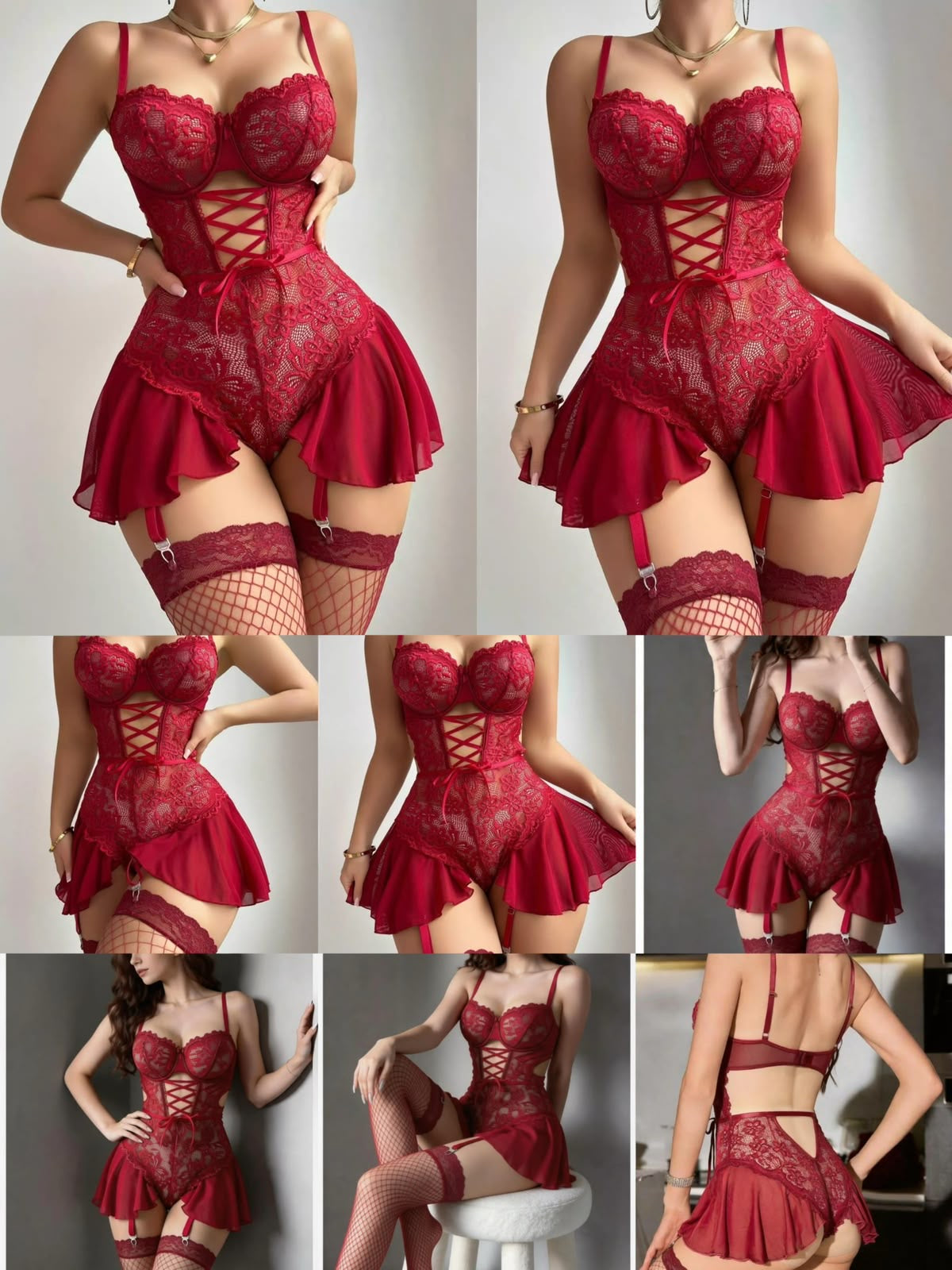 Frilly Lace Lingerie `Set