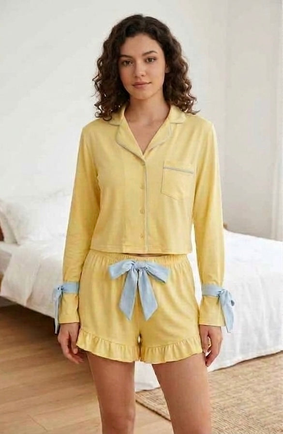 Ruffled Tie Detailed Pj Set