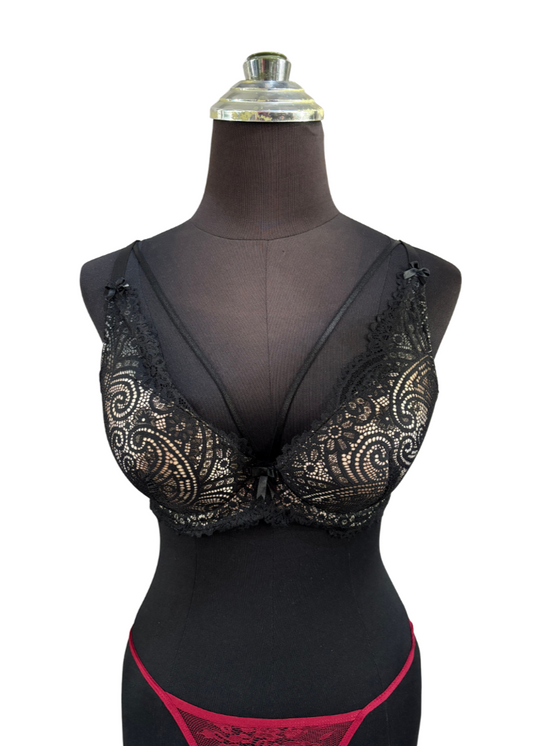 Fancy Black-Beige Bra