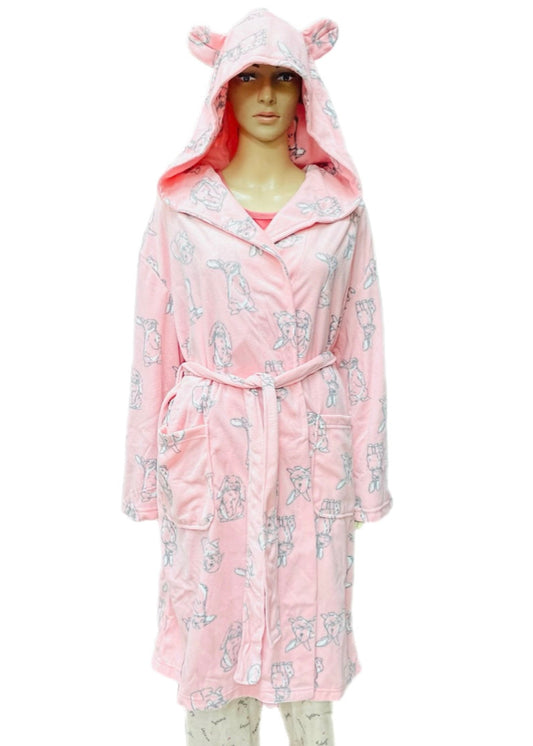 Bunny Print Hooded Robe