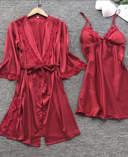 Satin Chemis & Robe Set