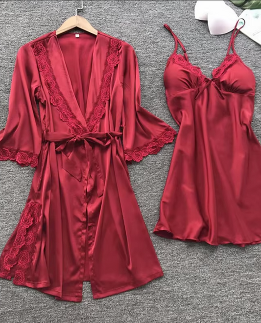 Satin Chemis & Robe Set