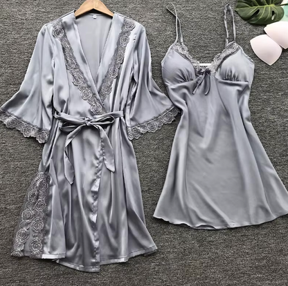 Satin Chemis & Robe Set
