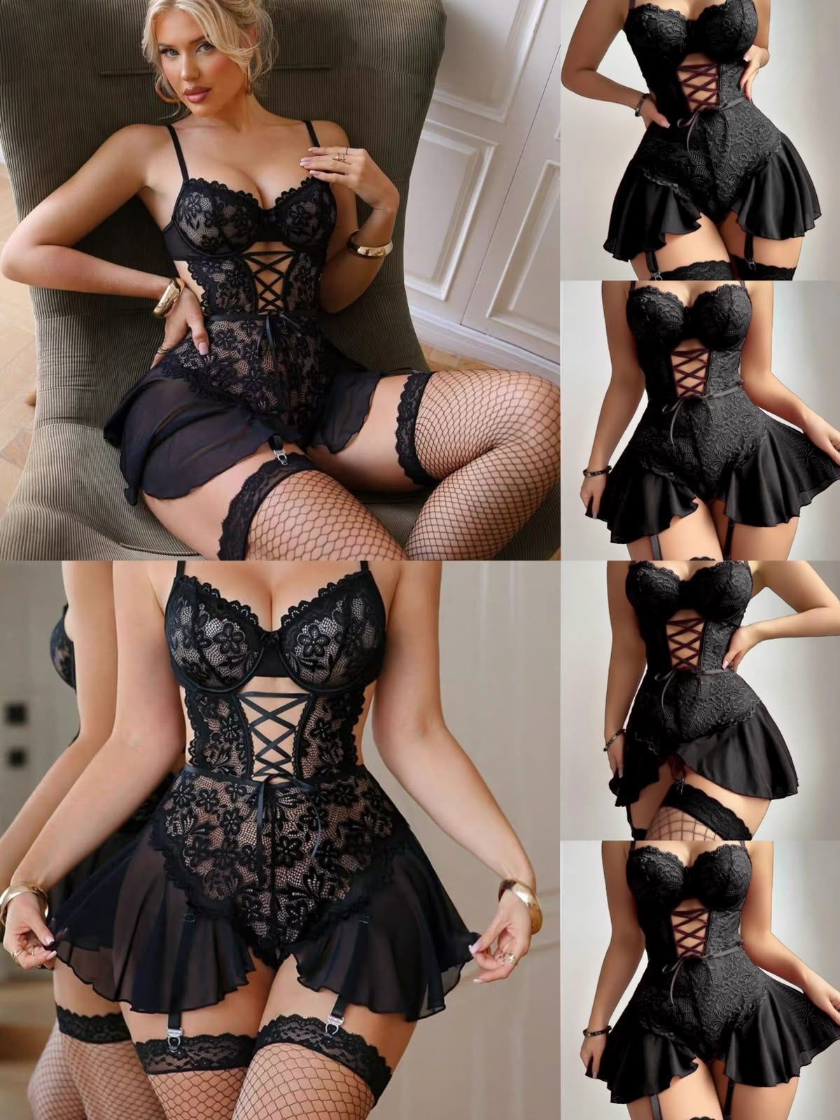 Frilly Lace Lingerie `Set