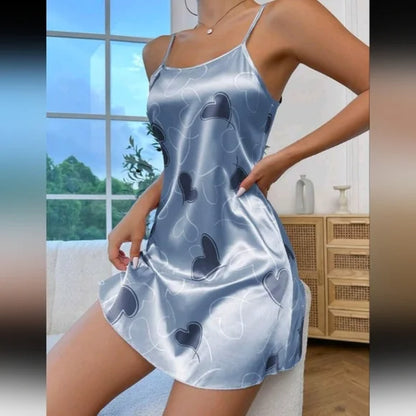 Satin Chemise Heart Print