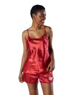 Satin Cami & Shorts Set - Red