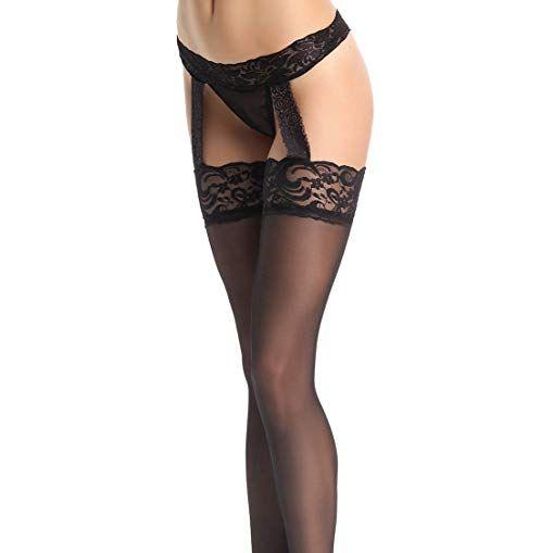 Sheer Thigh High Stockings with Suspenders