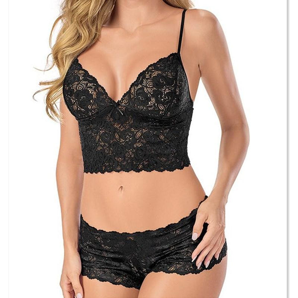 Smoulder Black Lace Cami Set